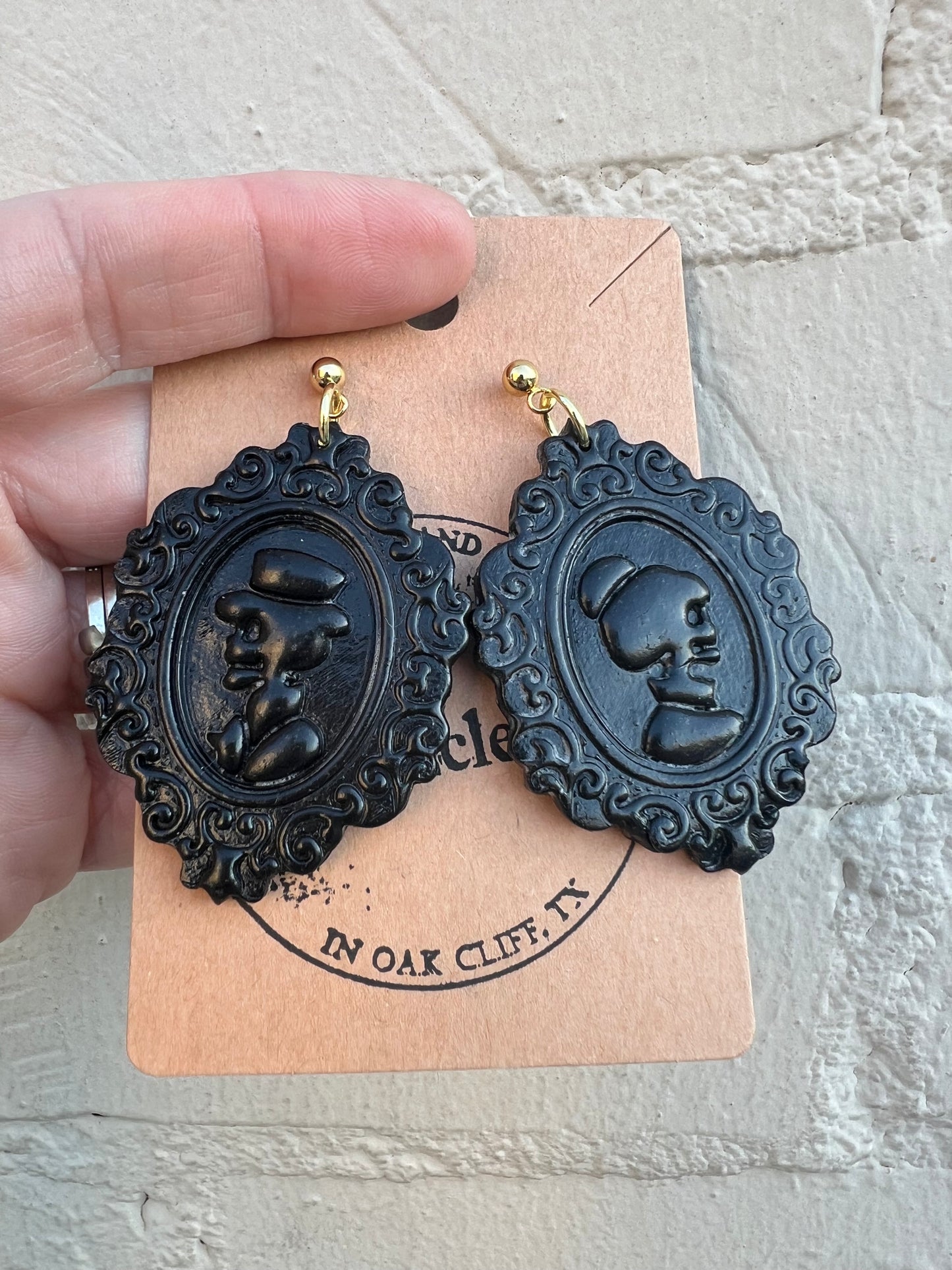 Framed Skeleton Couple (Cameo Style) Earrings