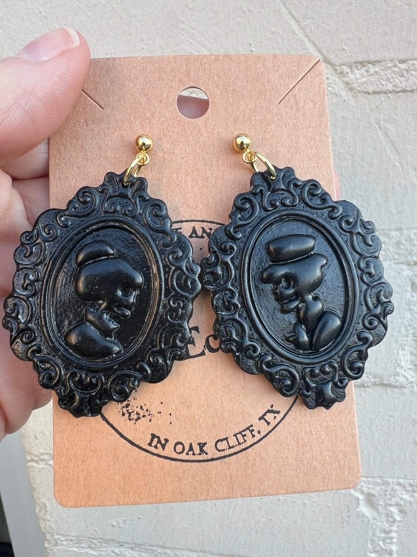 Framed Skeleton Couple (Cameo Style) Earrings