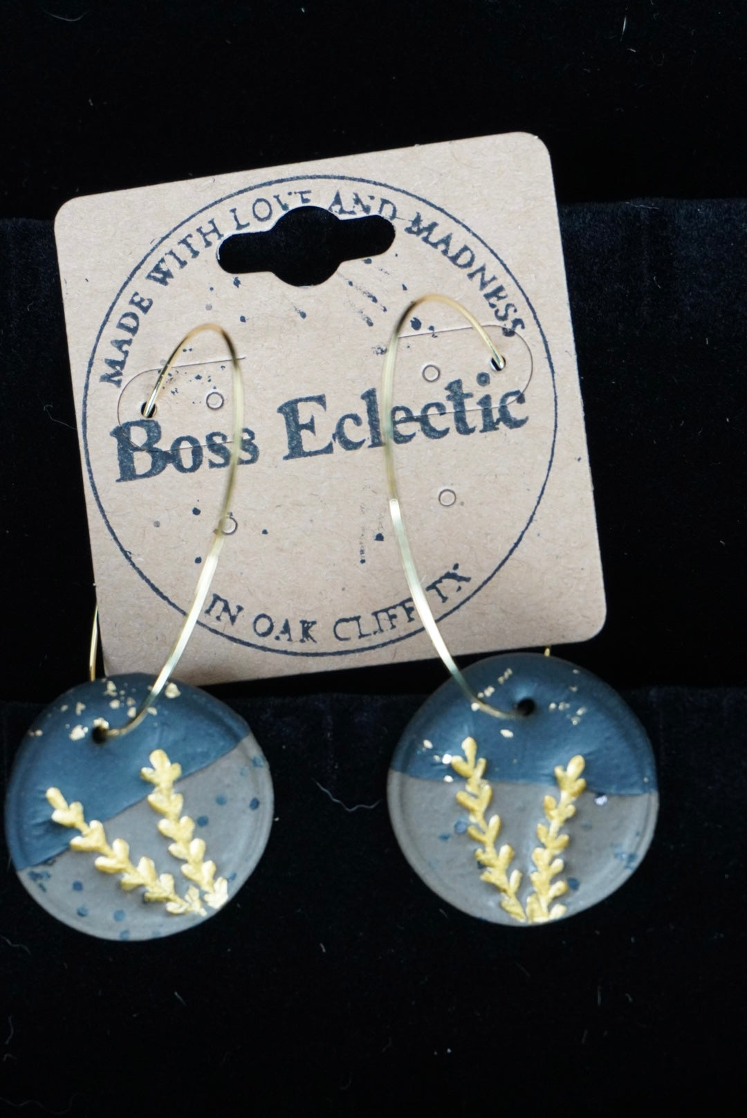 Black & Brown Gold Wheat Coin hoops